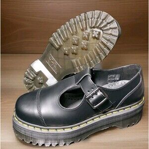 New Dr. Martens Platform Bethan Shoes Womens Size 7 Black Mary Jane Leather Flat